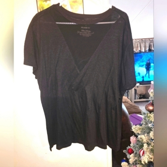 🍁🍂⚘️Torrid 2x Relaxed Fit Feather Soft Slub V-Mesh Inset Tee - Picture 2 of 4